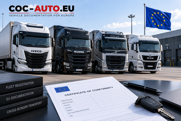 Übereinstimmungsbescheinigungen für Lkw und Fuhrparks: Was Händler und Transportunternehmen für die grenzüberschreitende Zulassung benötigen (Iveco, Scania, Volvo, MAN)