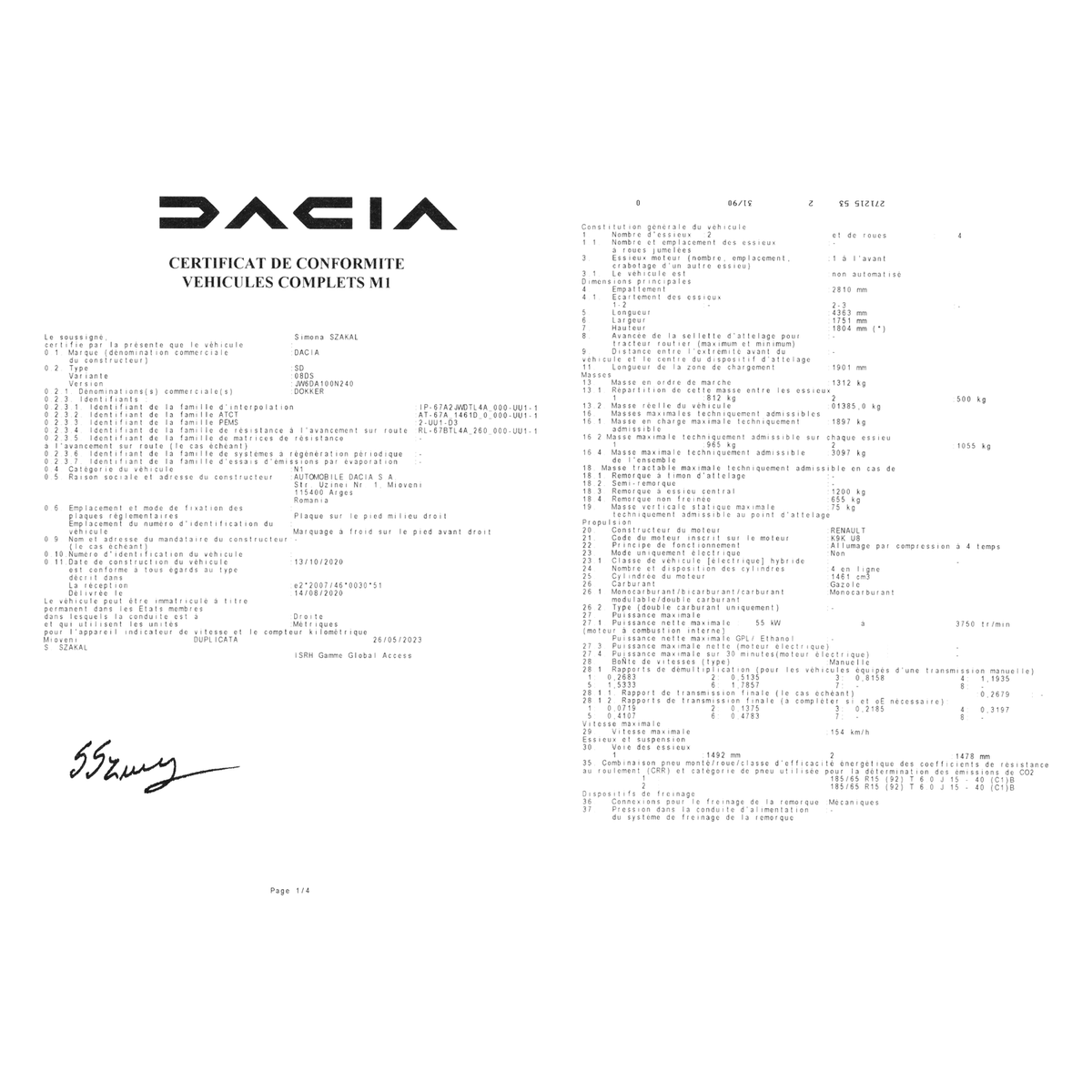 CoC DACIA