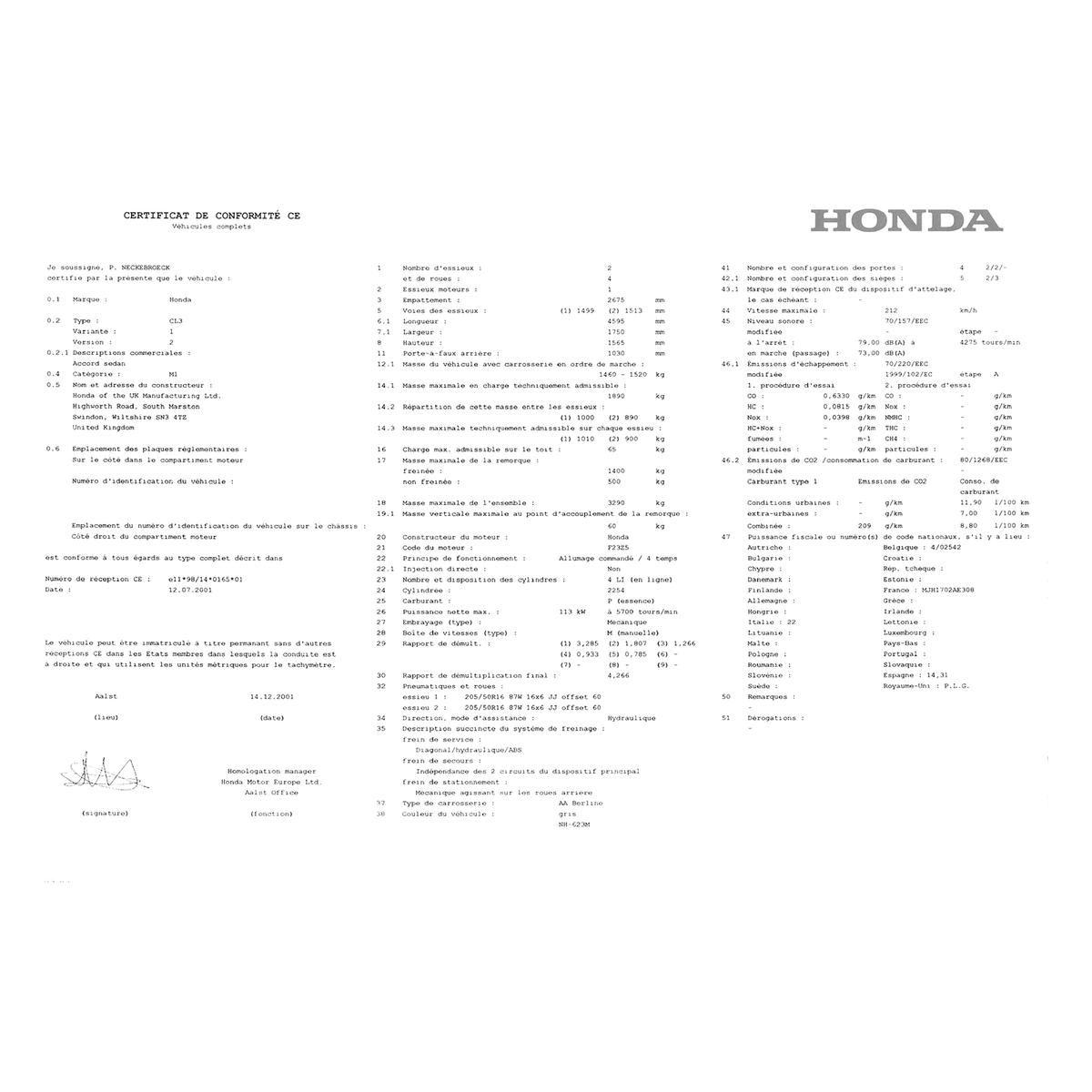 COC HONDA MOTO